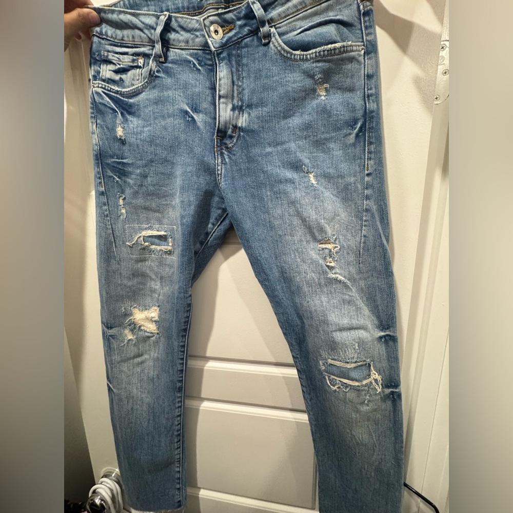 Zara Distressed Blue Women's Ankle Jeans